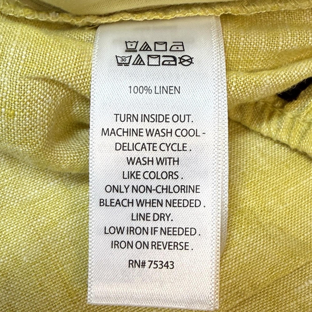 Tahari 100% Linen Pants Womens Large Wide Leg Pockets Elastic Waist Bright Green - Picture 6 of 8
